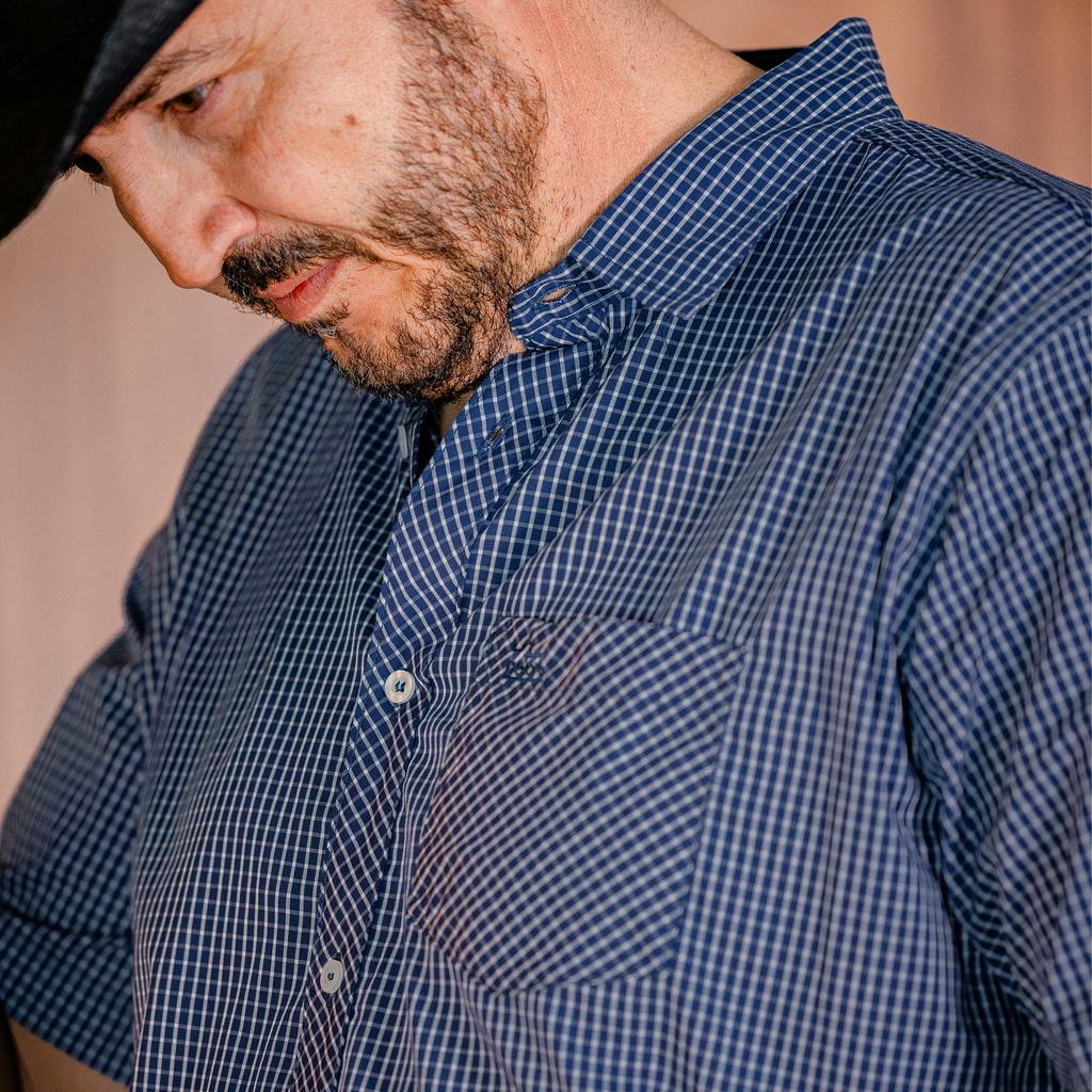 Camisa Xadrez Azul (Manga Curta)