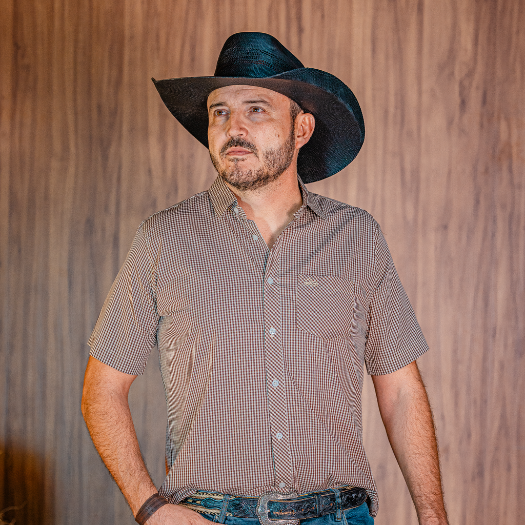 Camisa Xadrez Marrom (Manga Curta)