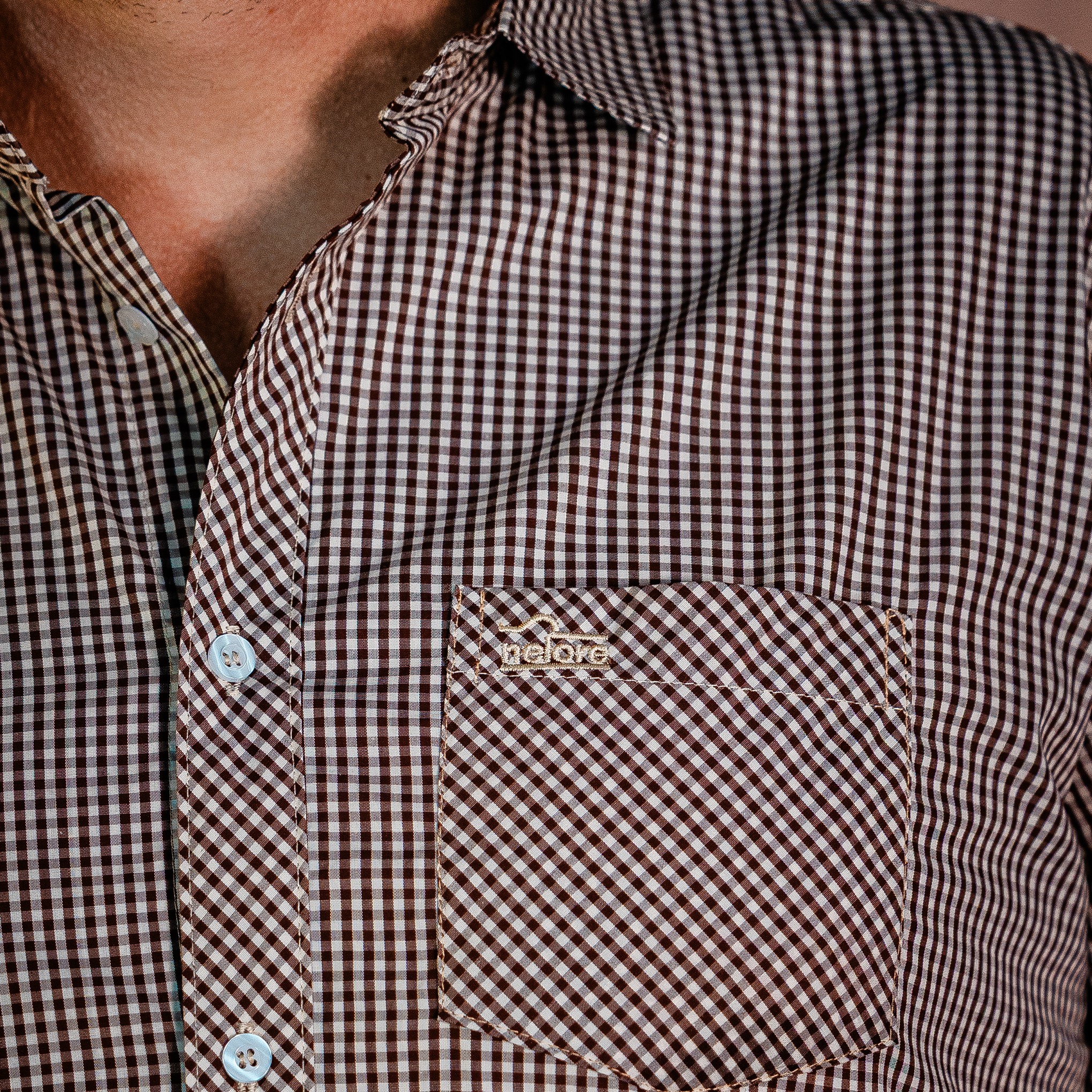 Camisa Xadrez Marrom (Manga Curta)